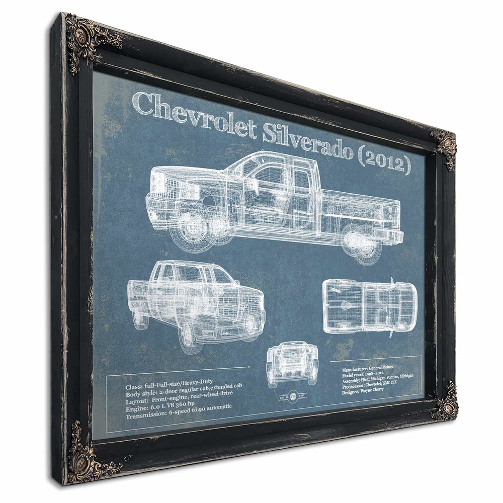 Chevrolet Silverado 2012 Vintage Blueprint Auto Print