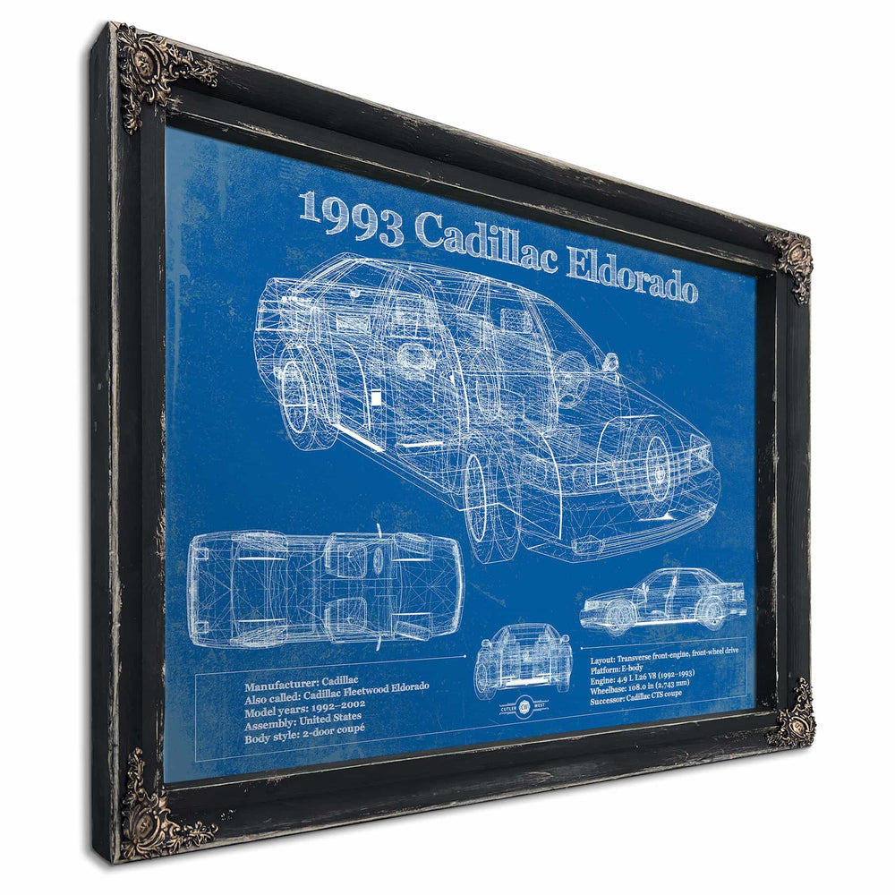 1993 Cadillac Eldorado Coupe Vintage Blueprint Auto Print