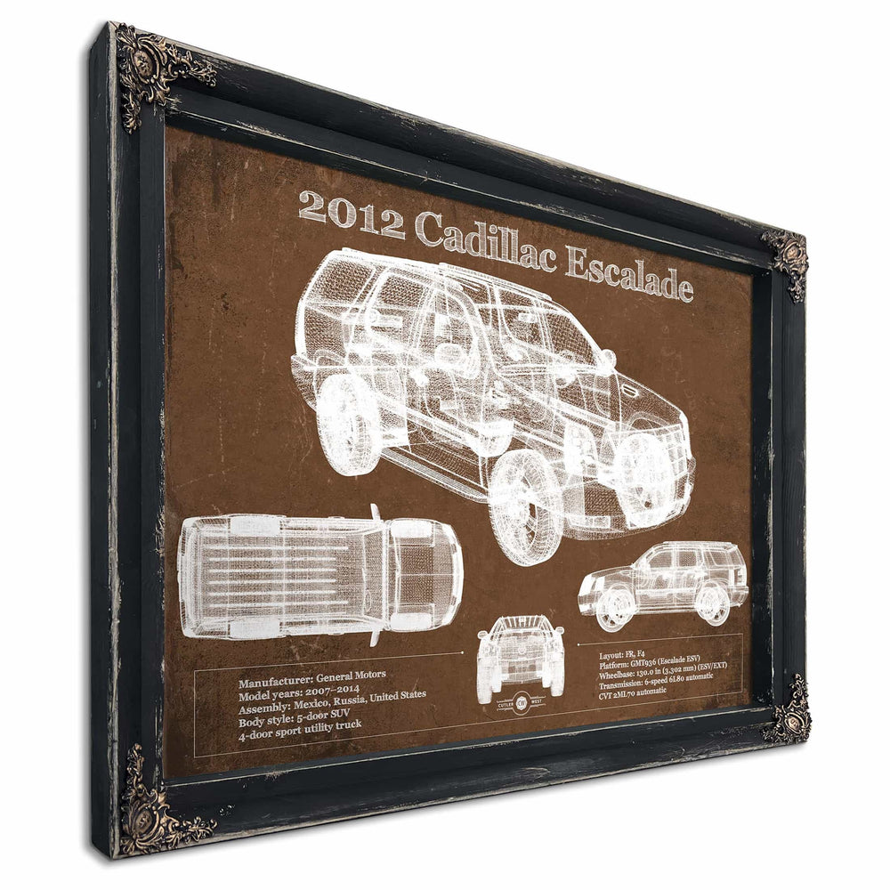 2012 Cadillac Escalade Blueprint Vintage Auto Print
