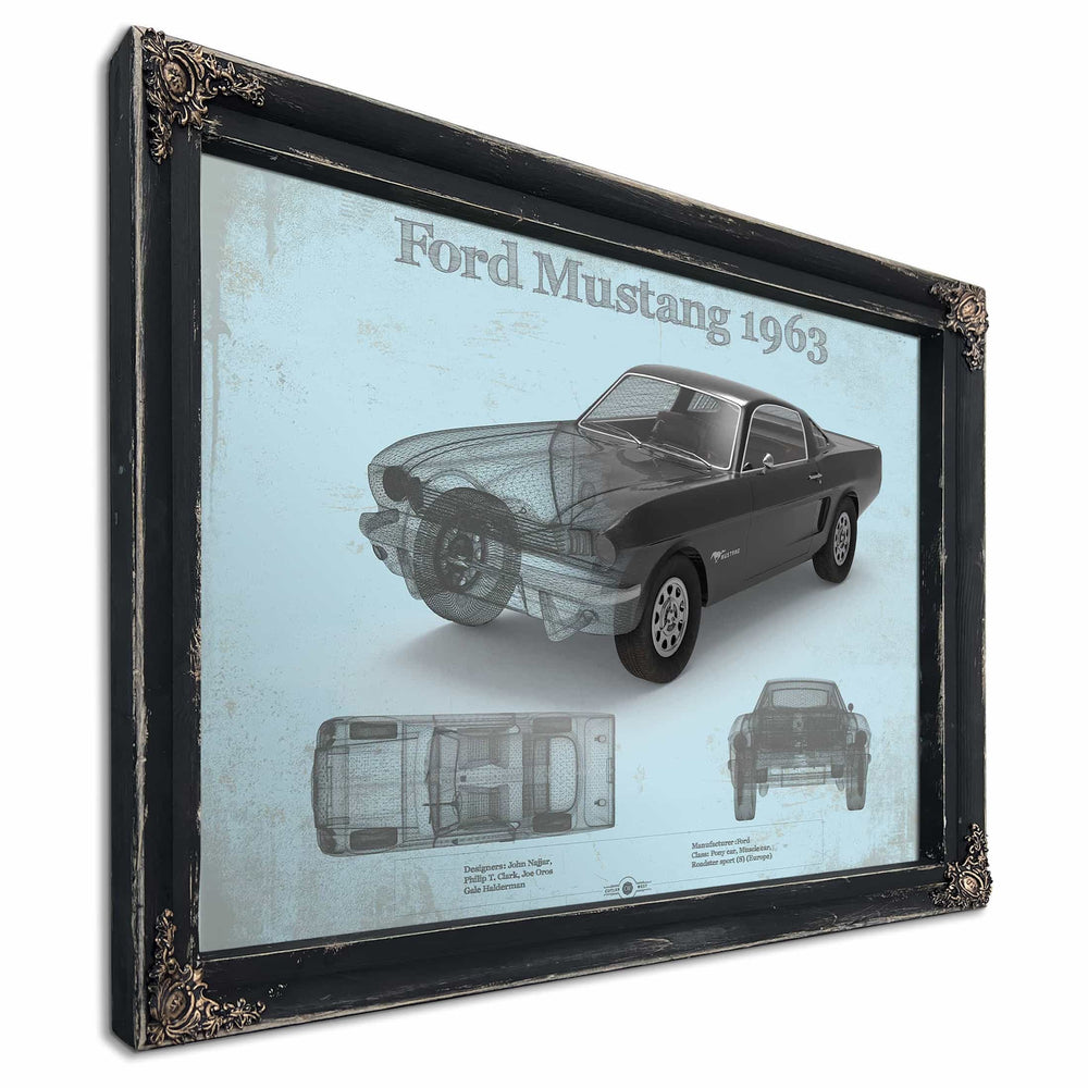 Ford Mustang 1963 Original Blueprint Art