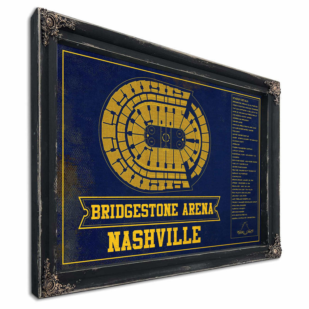 Nashville Predators Bridgestone Arena Seating Chart - Vintage Hockey Team Color Print