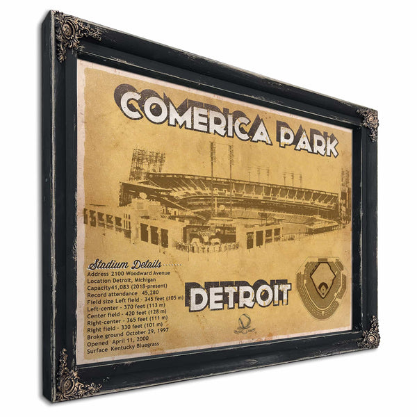 Vintage Detroit Tigers Comerica Park Baseball Print