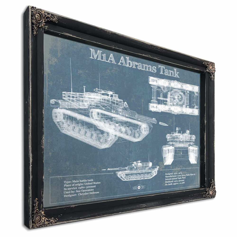 M1A Abrams Tank Vintage Blueprint Print