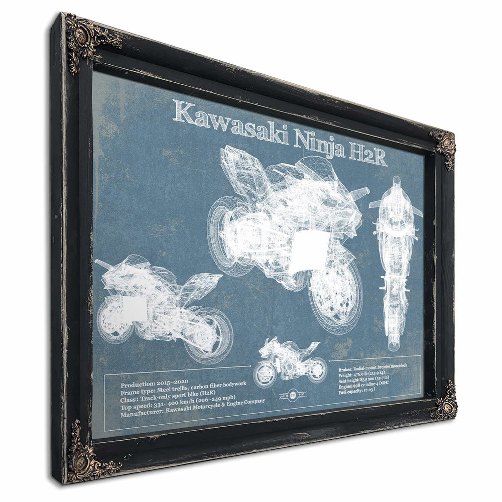 Kawasaki H2R Ninja Blueprint Motorcycle Patent Print