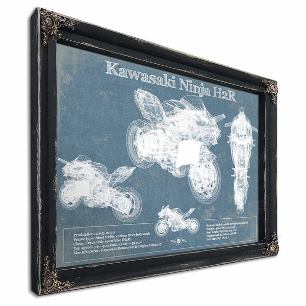 Kawasaki H2R Ninja Blueprint Motorcycle Patent Print