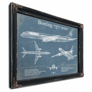 Boeing 757-200 Vintage Original Blueprint Art Print - Custom Pilot Name Can Be Added