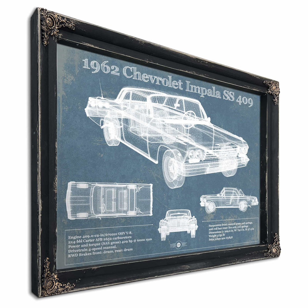 1962 Chevrolet Impala SS 409 Blueprint Vintage Auto Print