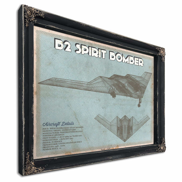 B2 Spirit Bomber Patent Blueprint Original Design Wall Art