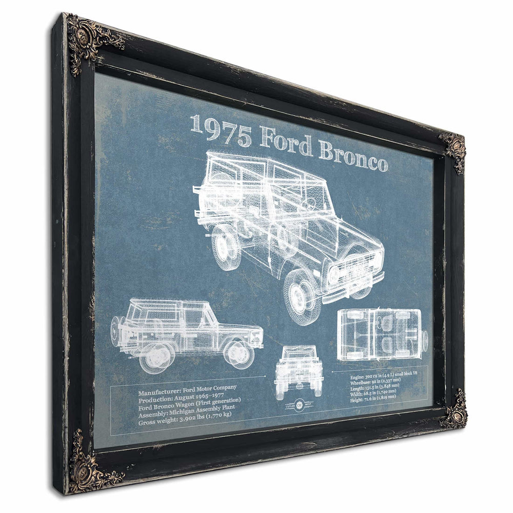 1975 Ford Bronco Vintage Blueprint Auto Print