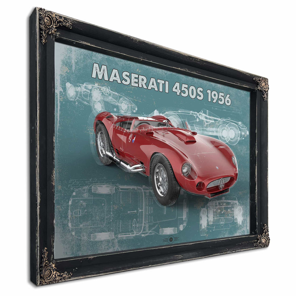 Maserati 450s 1956 Original Vintage Car Blueprint