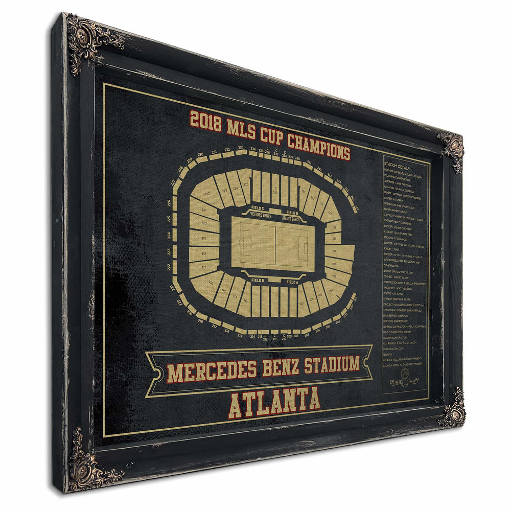 Manchester United F.C. (MU Red Devil) - Old Trafford Stadium Team Color Blueprint Vintage Soccer Print