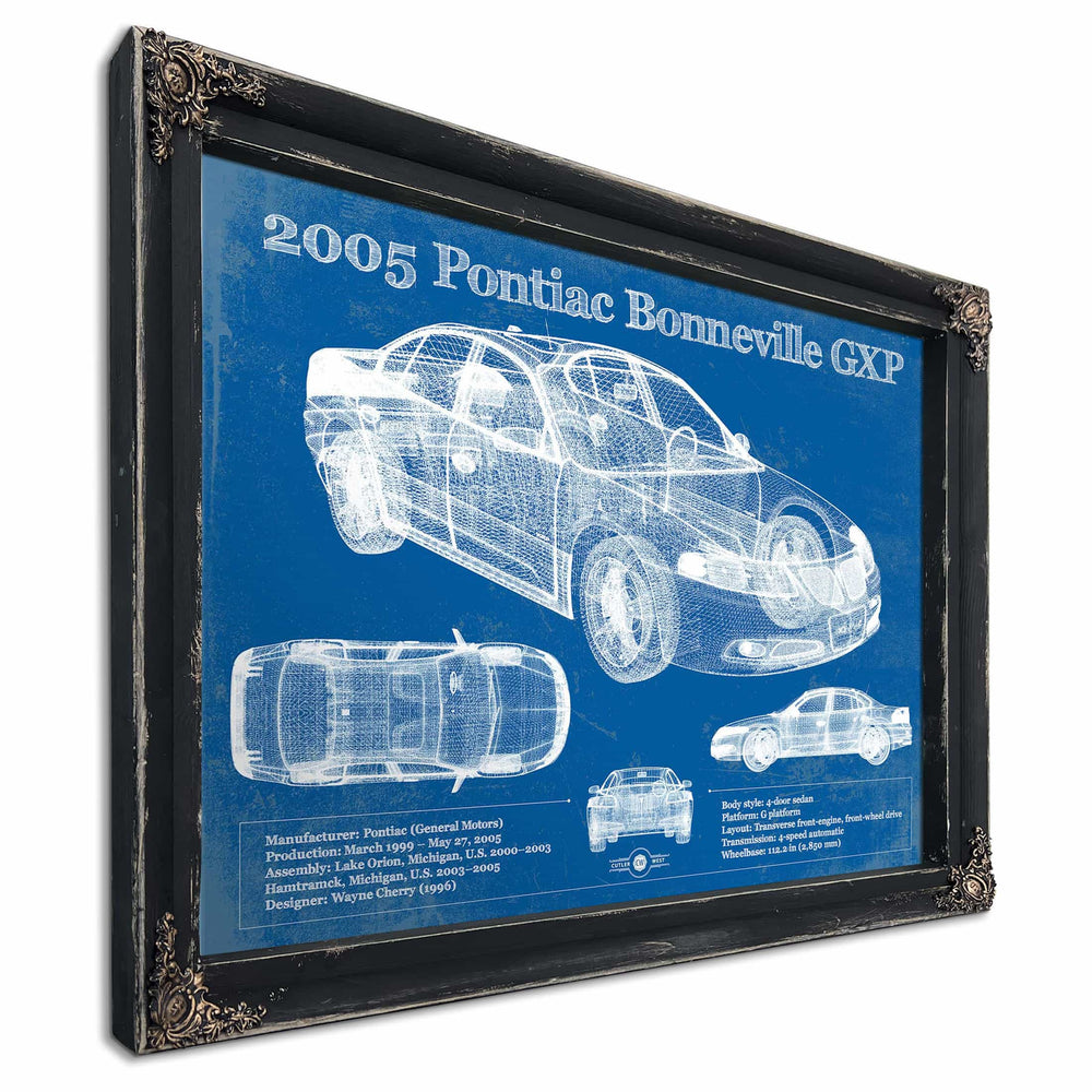 2000 - 2005 Pontiac Bonneville GXP Blueprint Vintage Auto Print
