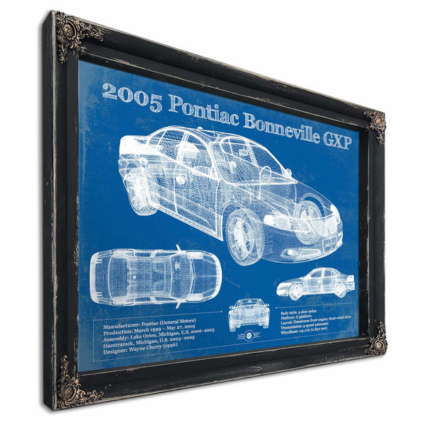 2000 - 2005 Pontiac Bonneville GXP Blueprint Vintage Auto Print
