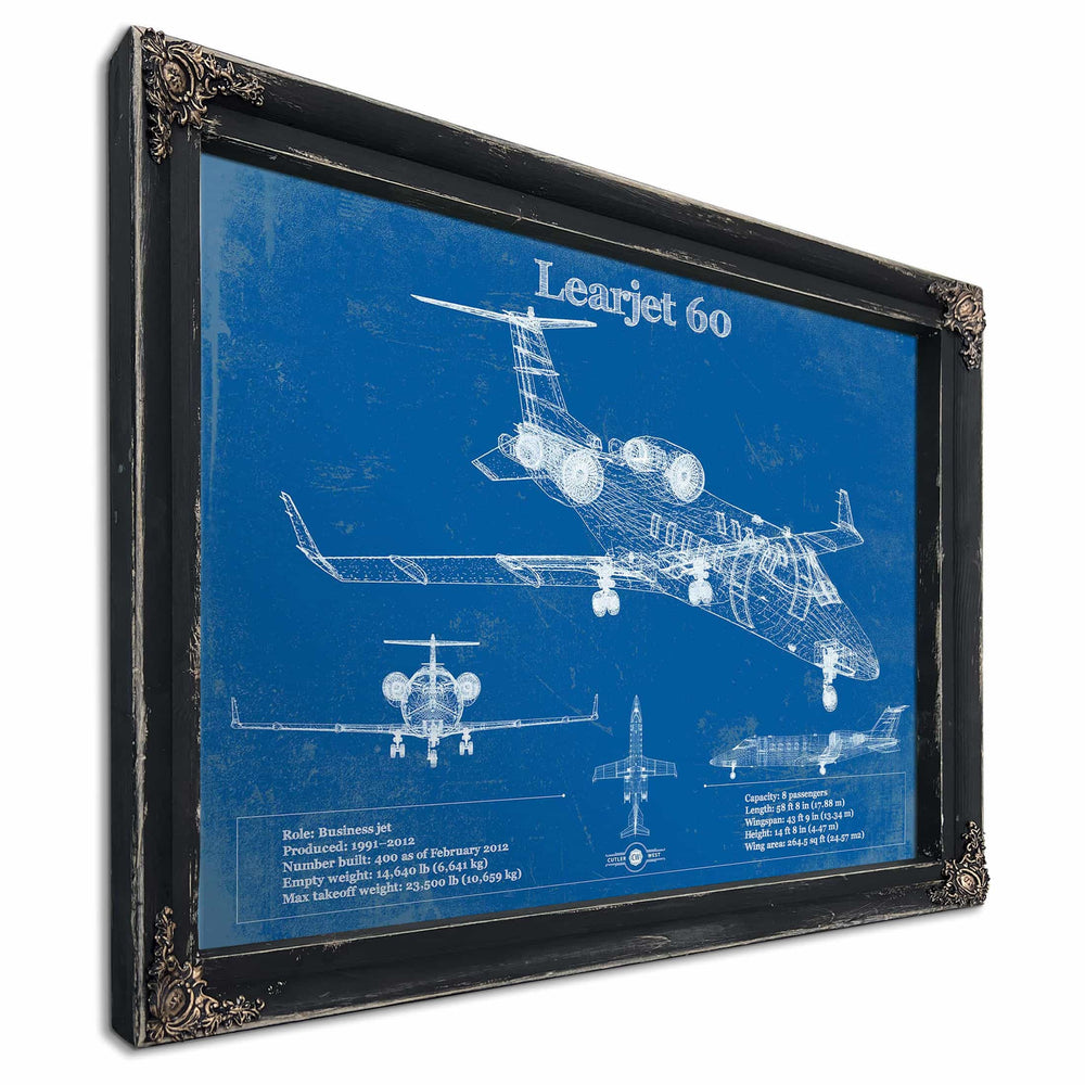 Bombardier Learjet 60 Vintage Blueprint Airplane Print