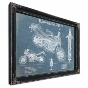 Kawasaki ZR-7 Vintage Blueprint Motorcycle Patent Print