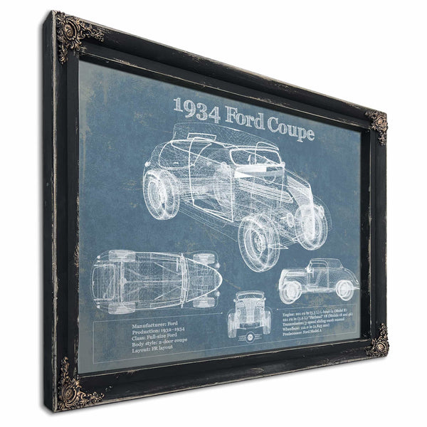 1934 Ford Coupe Vintage Blueprint Auto Print