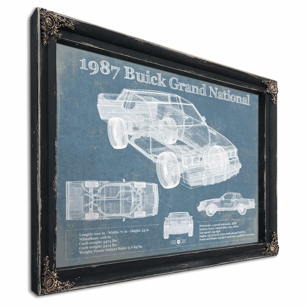 1987 Buick Regal Grand National GNX Vintage Blueprint Auto Print