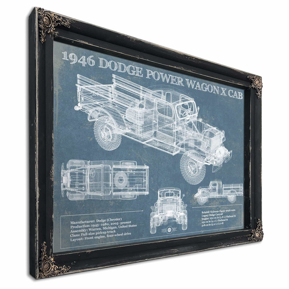 1946 Dodge Power Wagon X Cab Vintage Blueprint Auto Print