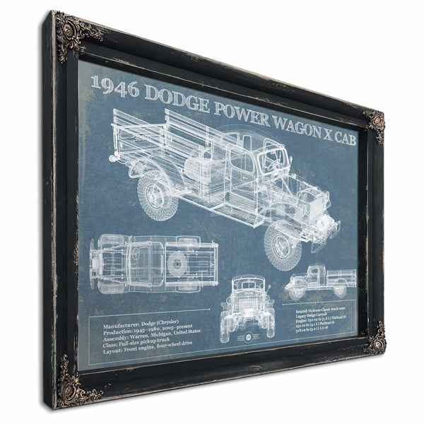 1946 Dodge Power Wagon X Cab Vintage Blueprint Auto Print