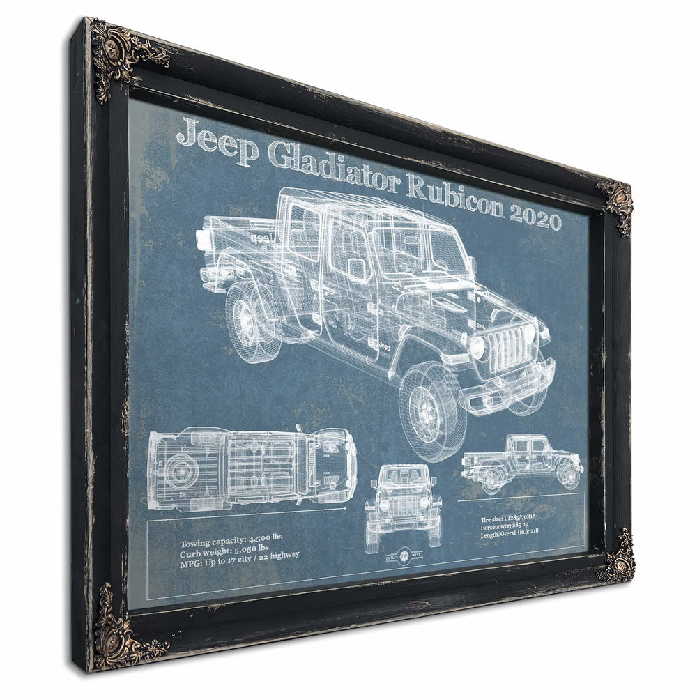 Jeep Gladiator Rubicon 2020 Vintage Blueprint Auto Print