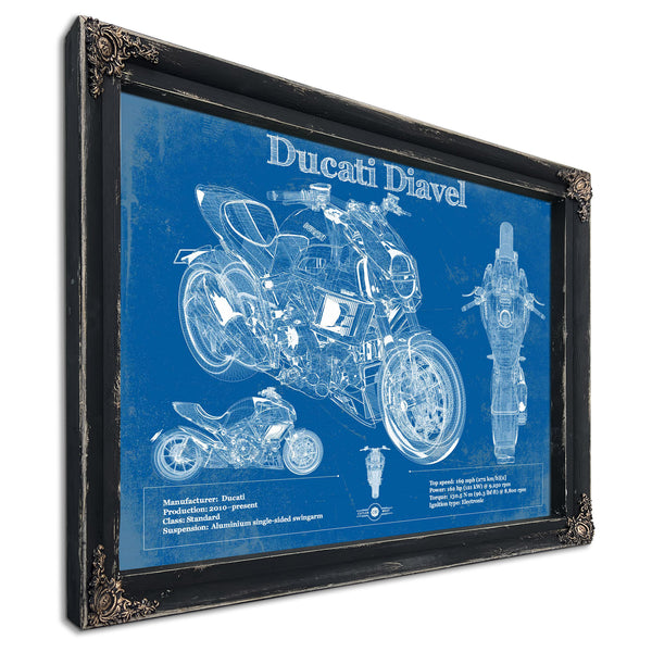 Ducati Diavel Blueprint Motorcycle Patent Print