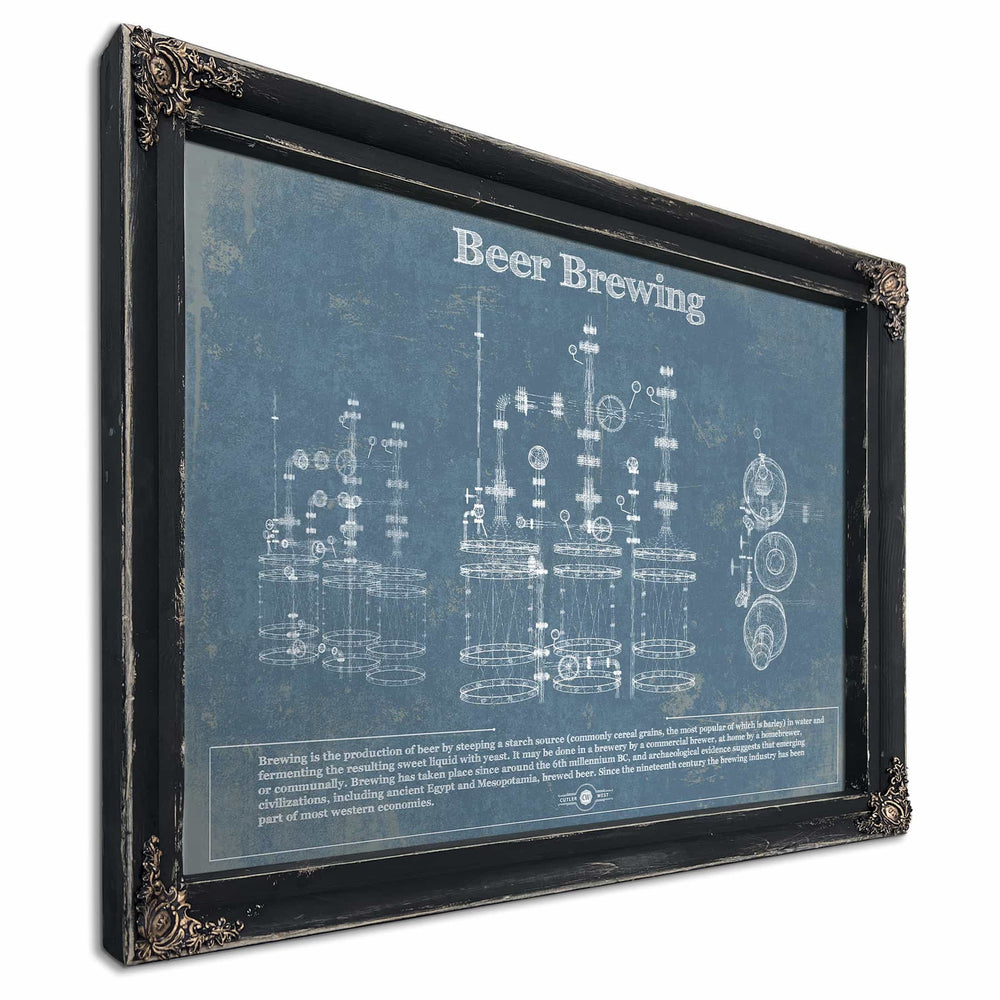Beer Brewing Blueprint Original Wall Art