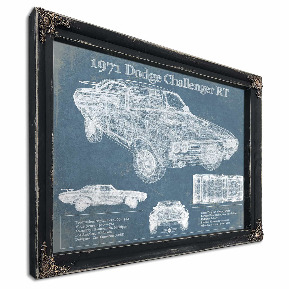 1971 Dodge Challenger Rt Car Blueprint Patent Original Art