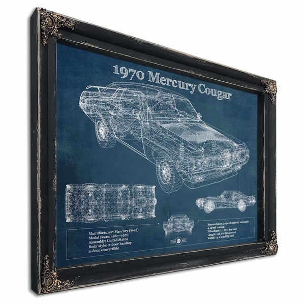 1970 Mercury Cougar Eliminator Blueprint Vintage Auto Print