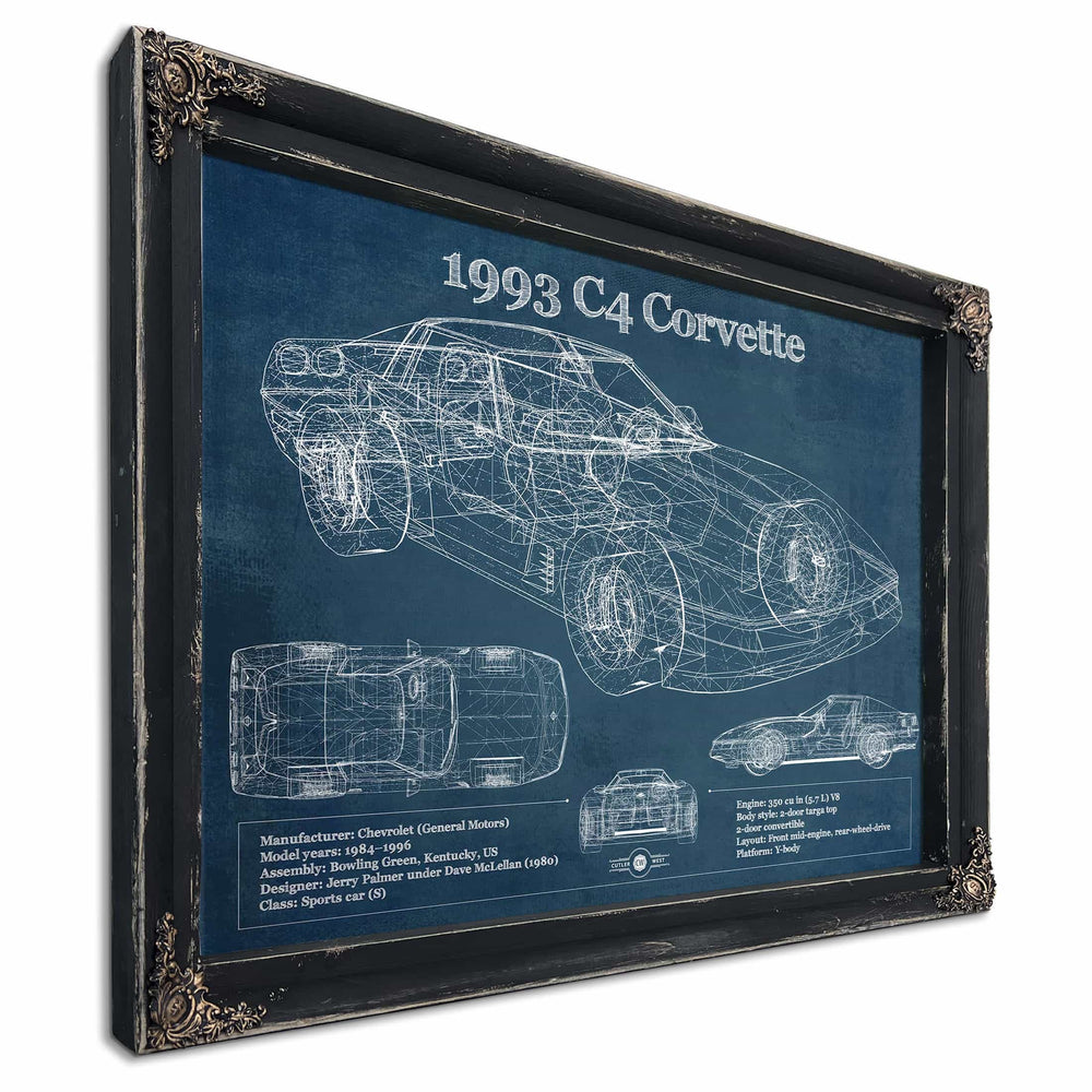 1993 Chevrolet C4 Corvette Blueprint Vintage Auto Print