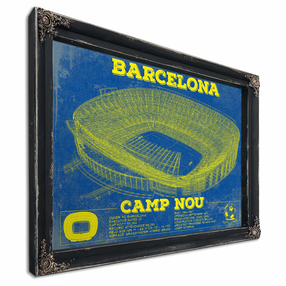 Vintage FC Barcelona Camp Nou Team Color Stadium Soccer Print