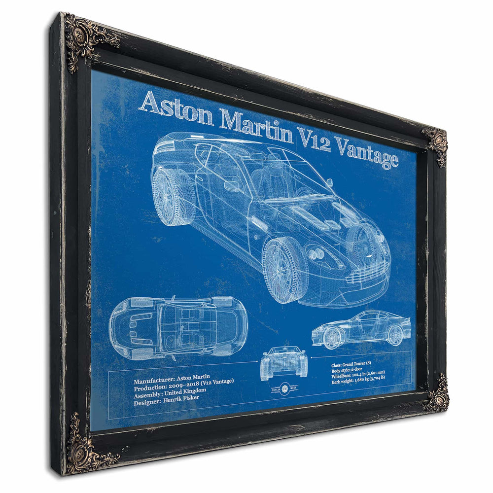 Original Aston Martin V12 Blueprint Vintage Auto Print
