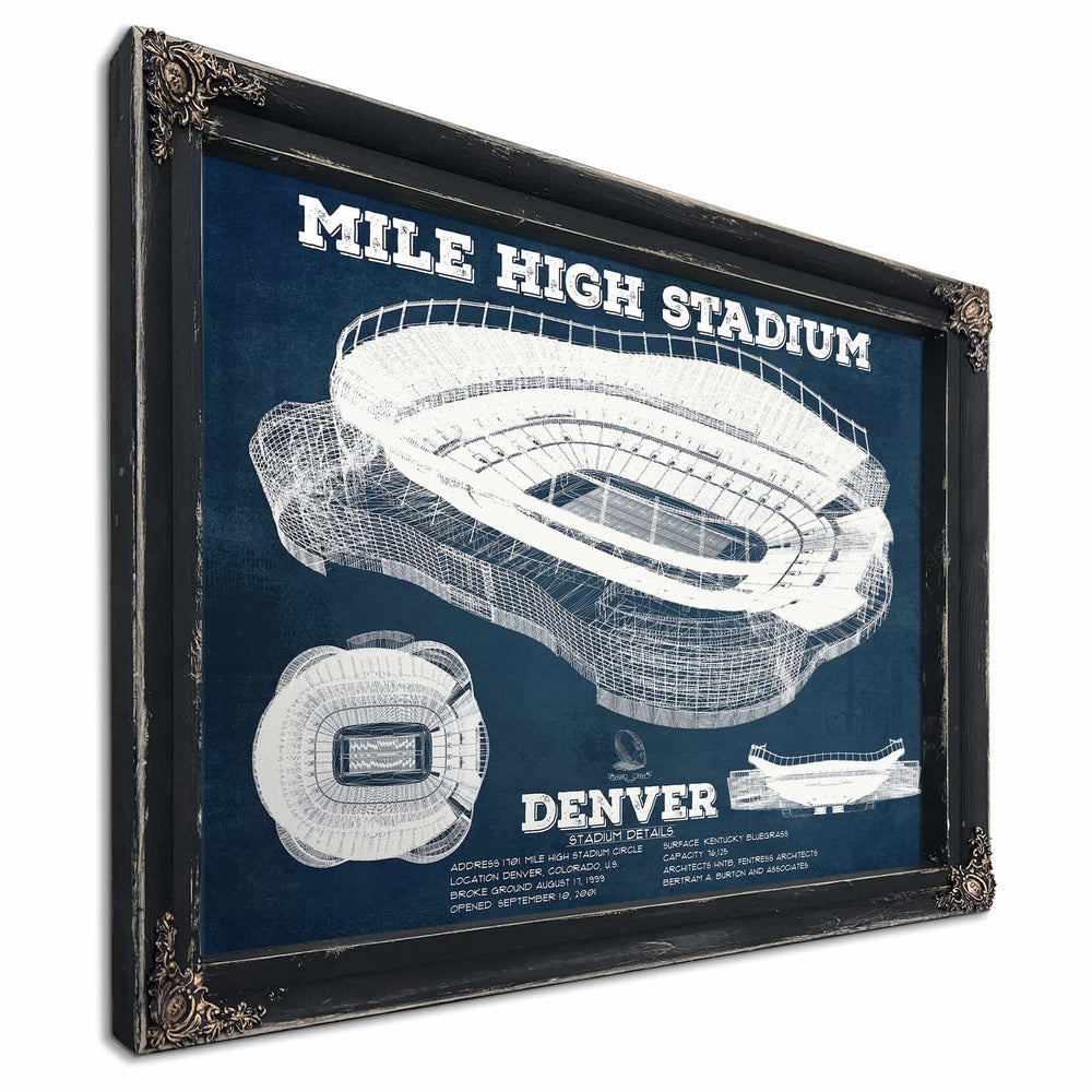 Vintage Denver Broncos Mile High Stadium Football Print