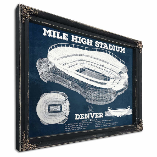 Vintage Denver Broncos Mile High Stadium Football Print
