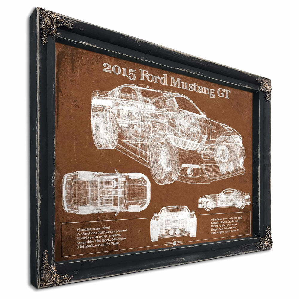 2015 Ford Mustang GT Eleanor Blueprint Vintage Auto Print