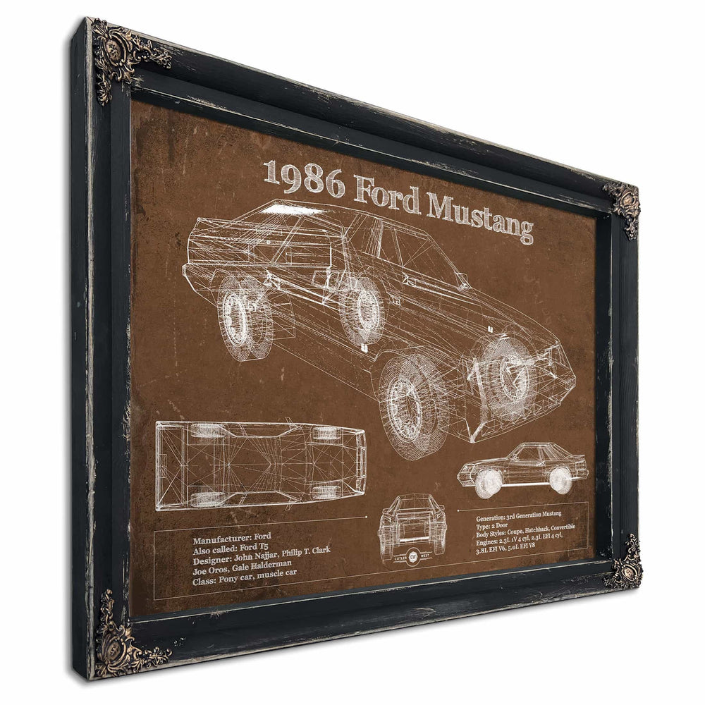 1986 Ford Mustang GT Blueprint Vintage Auto Print