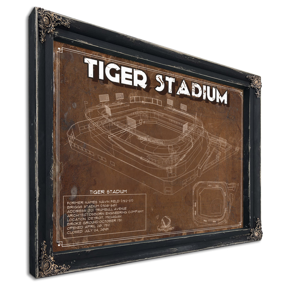Tiger Stadium Art - LSU Tigers Vintage Stadium - Blueprint Art Print