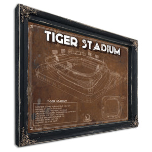 Tiger Stadium Art - LSU Tigers Vintage Stadium - Blueprint Art Print