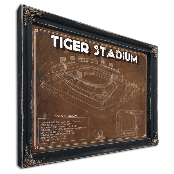 Tiger Stadium Art - LSU Tigers Vintage Stadium - Blueprint Art Print
