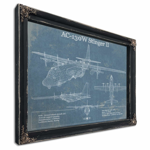 AC-130W Stinger II Vintage Aviation Blueprint Military Print