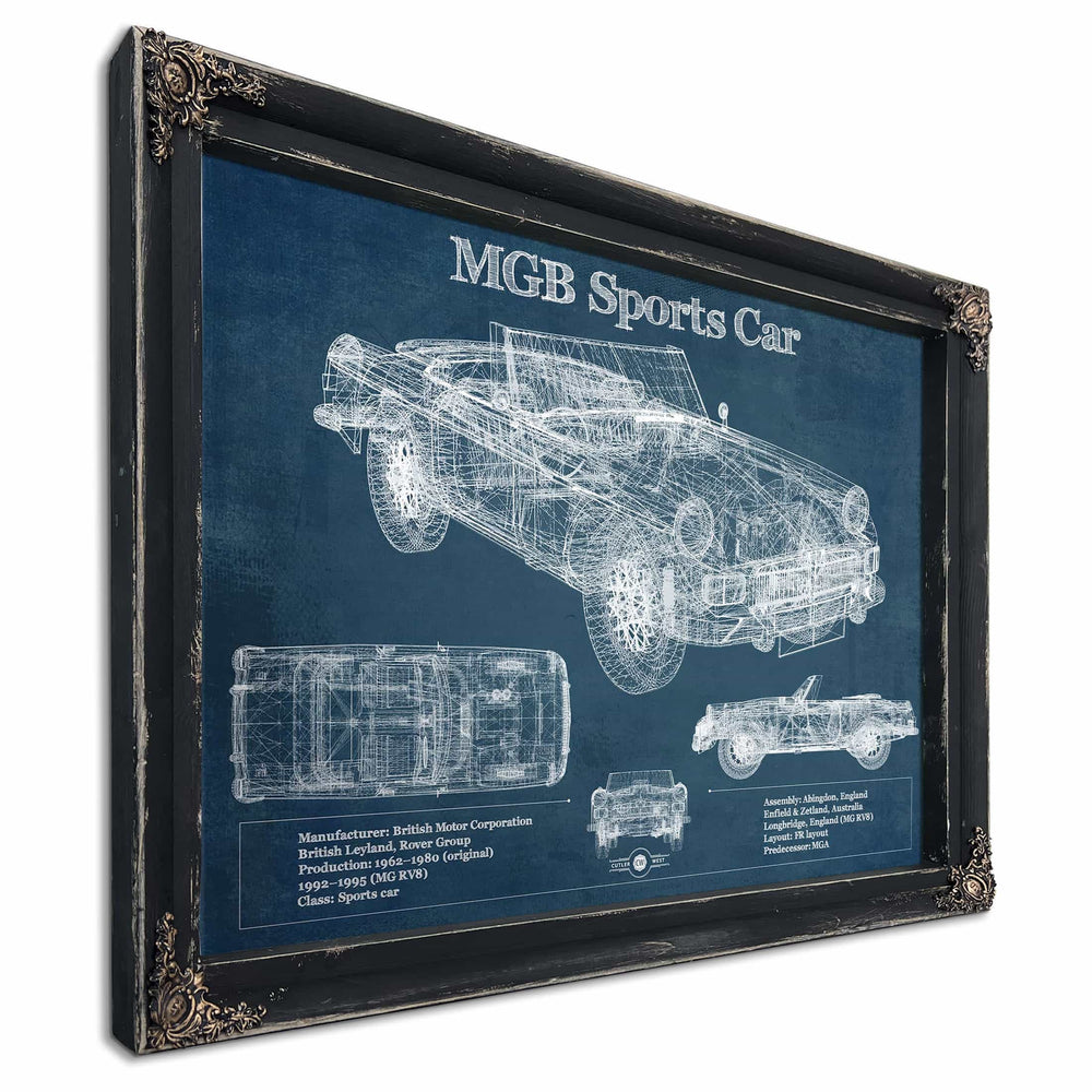 Mgb Sports Car Blueprint Vintage Auto Print