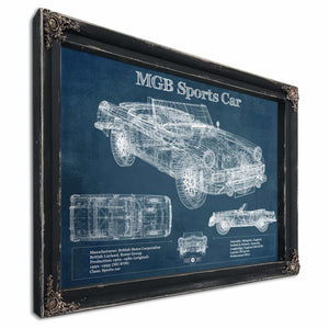 Mgb Sports Car Blueprint Vintage Auto Print
