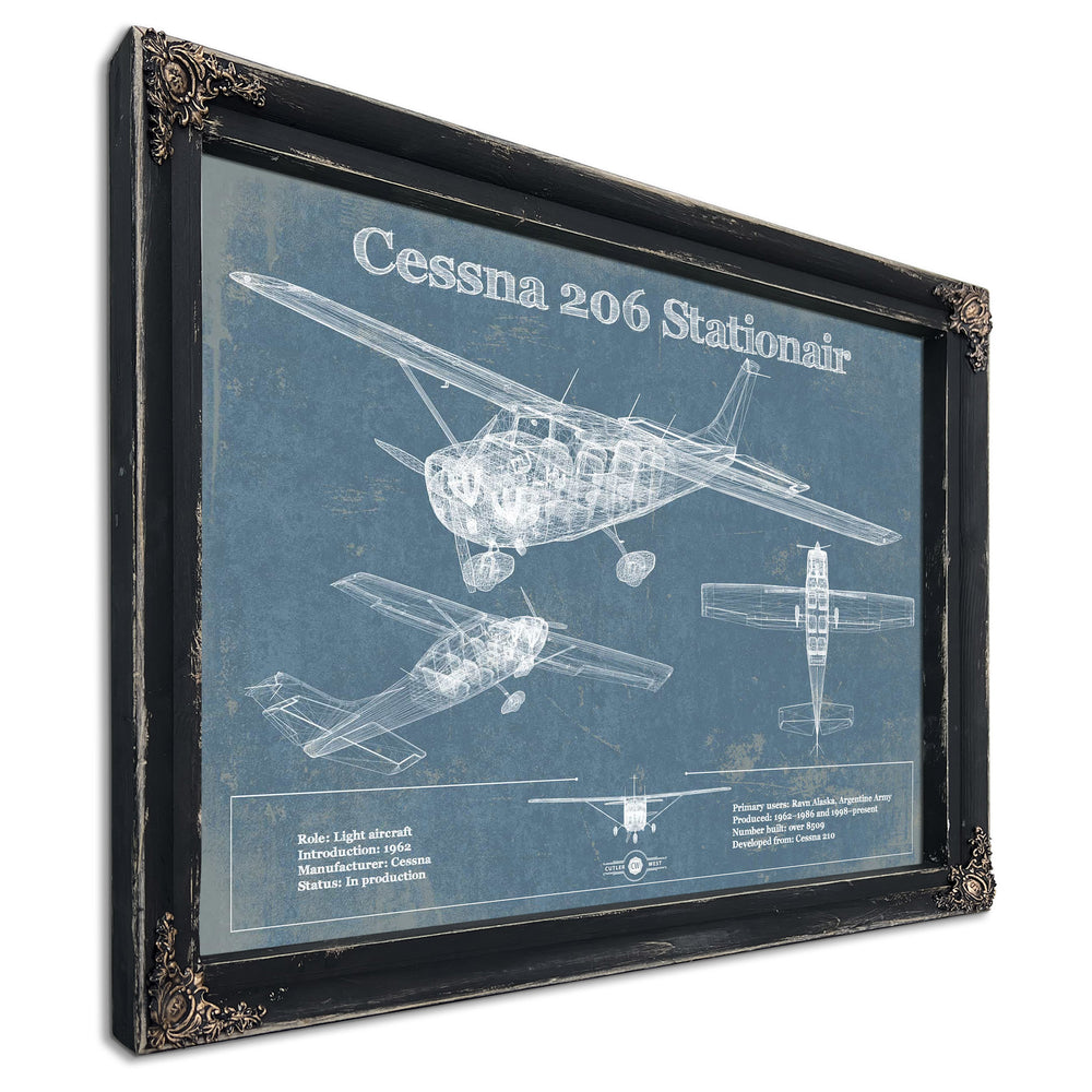 Cessna 206 Stationair Vintage Blueprint Airplane Print