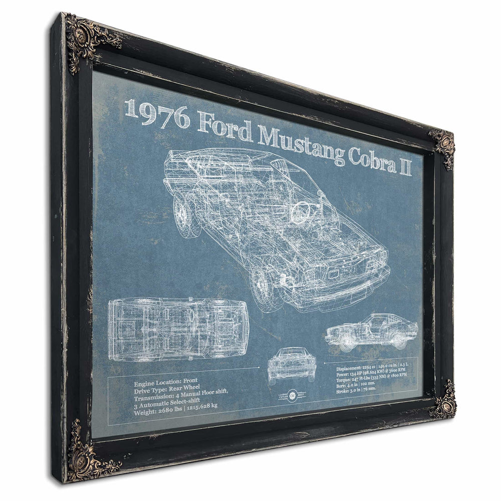 1976 Ford Mustang Cobra II Blueprint Vintage Auto Print