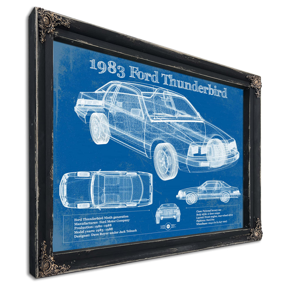 1983 Ford Thunderbird Vintage Blueprint Auto Print