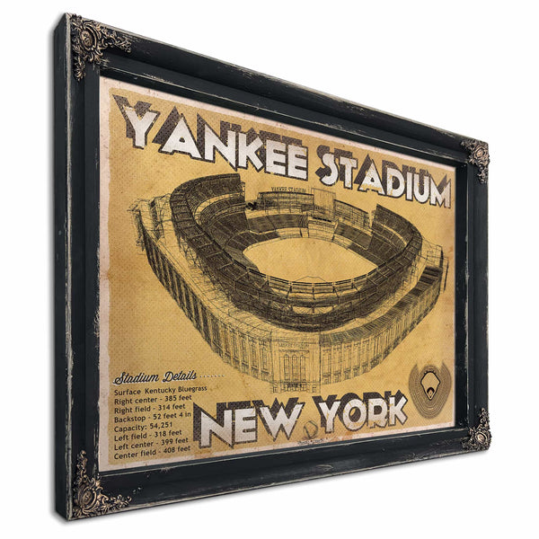 NY Yankees - Yankee Stadium Blueprint Vintage Baseball Print