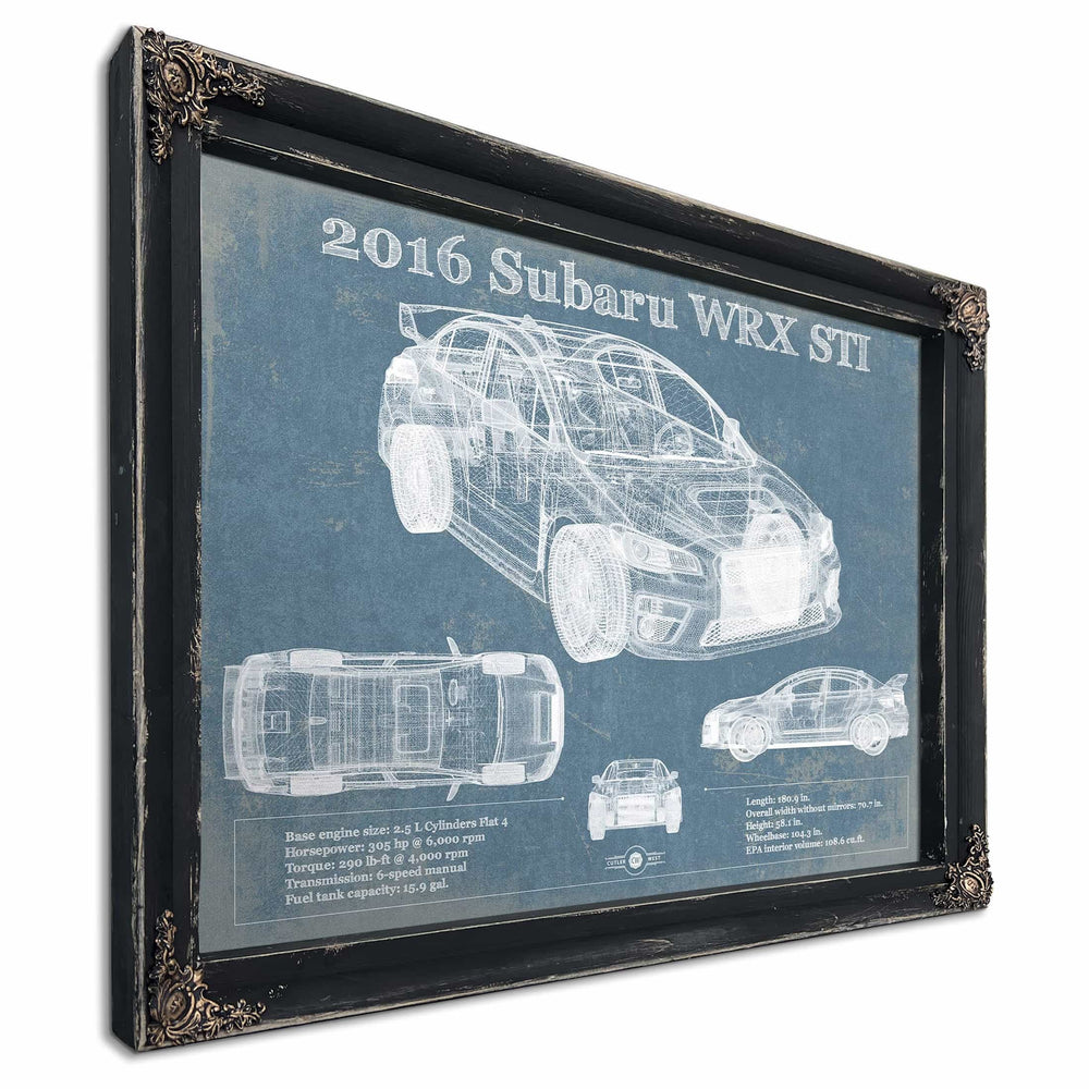 2016 Subaru WRX STI Blueprint Vintage Auto Print
