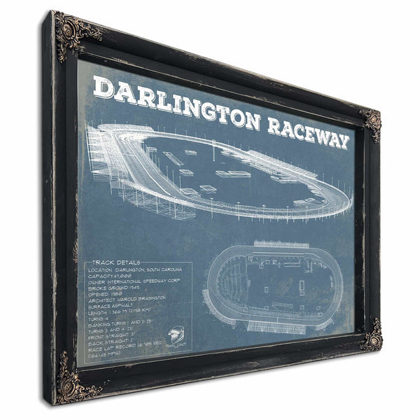 Darlington Raceway Charcoal Blueprint NASCAR Race Track Print