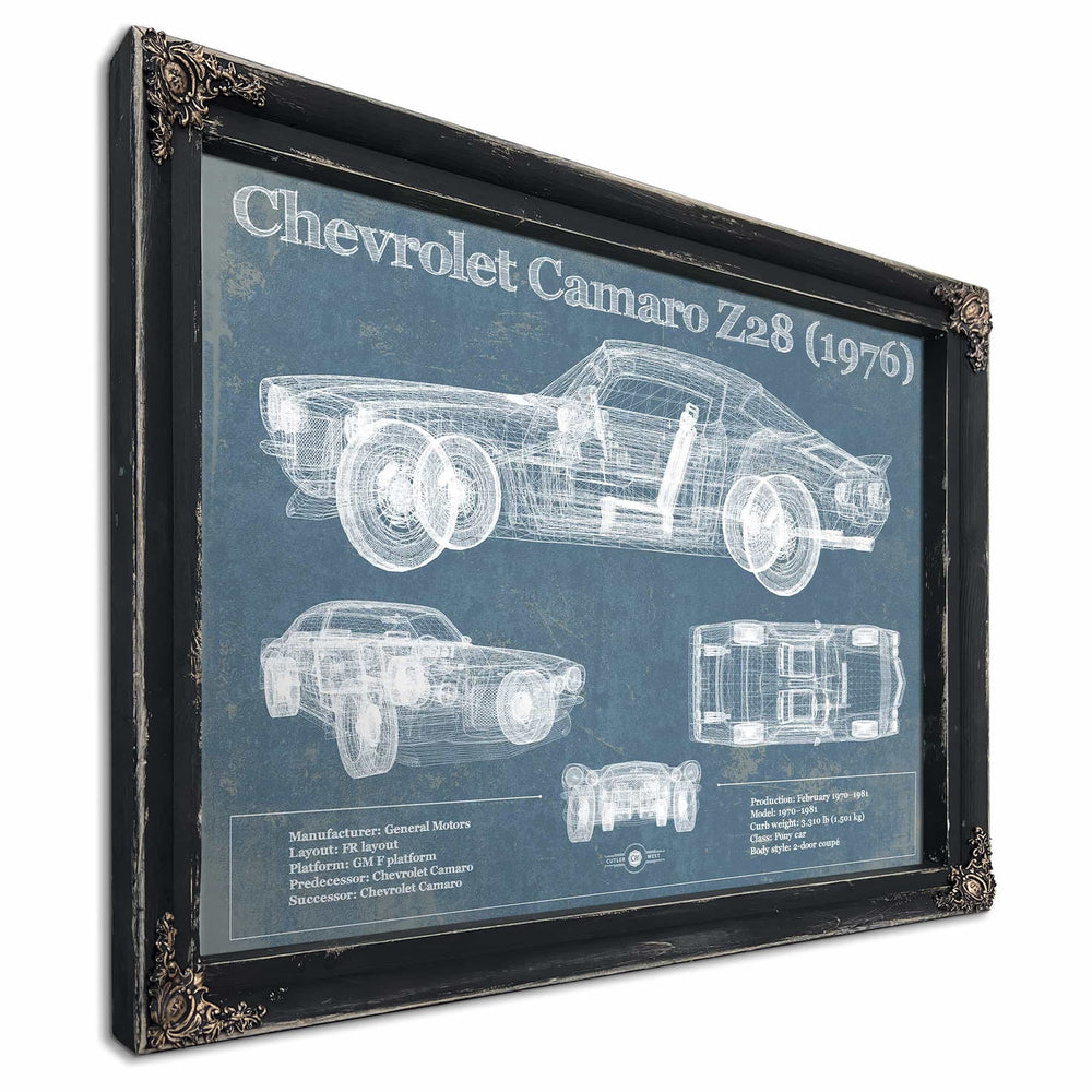 Chevrolet Camaro Z28 1976 Vintage Blueprint Auto Print