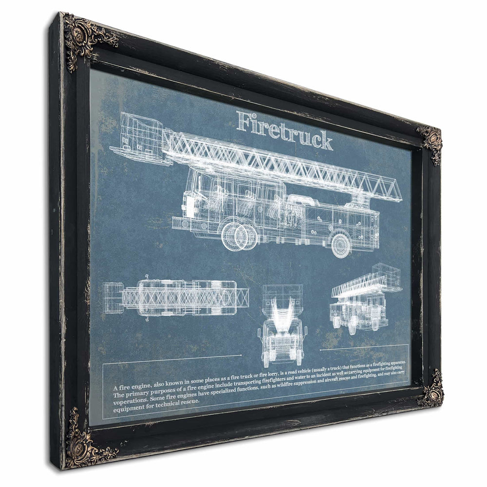 1950 Fire Truck Vintage Blueprint Auto Print