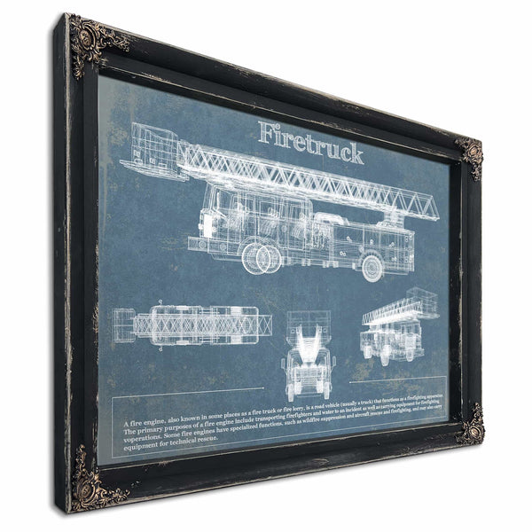 1950 Fire Truck Vintage Blueprint Auto Print